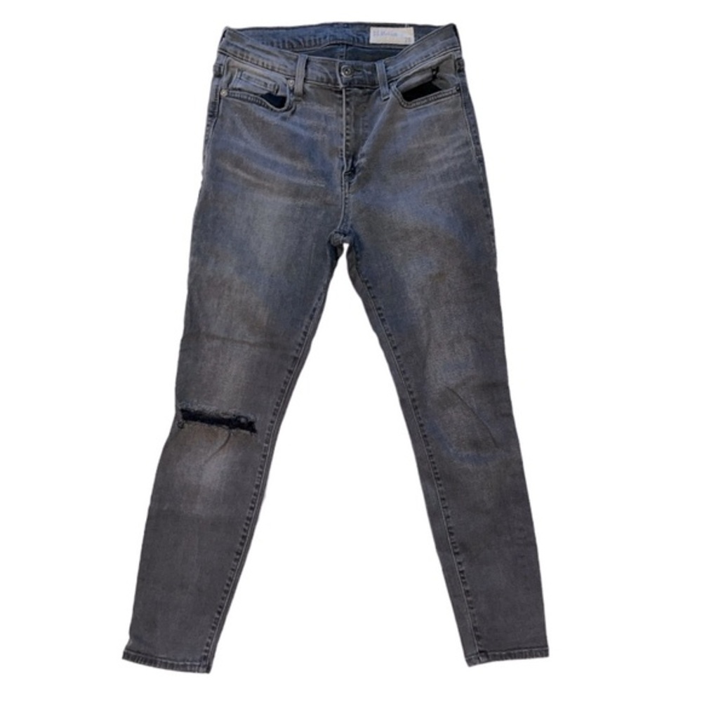 Pistola High Rise Distressed Jeans Charcoal Washed  Black Denim Cropped Size 28